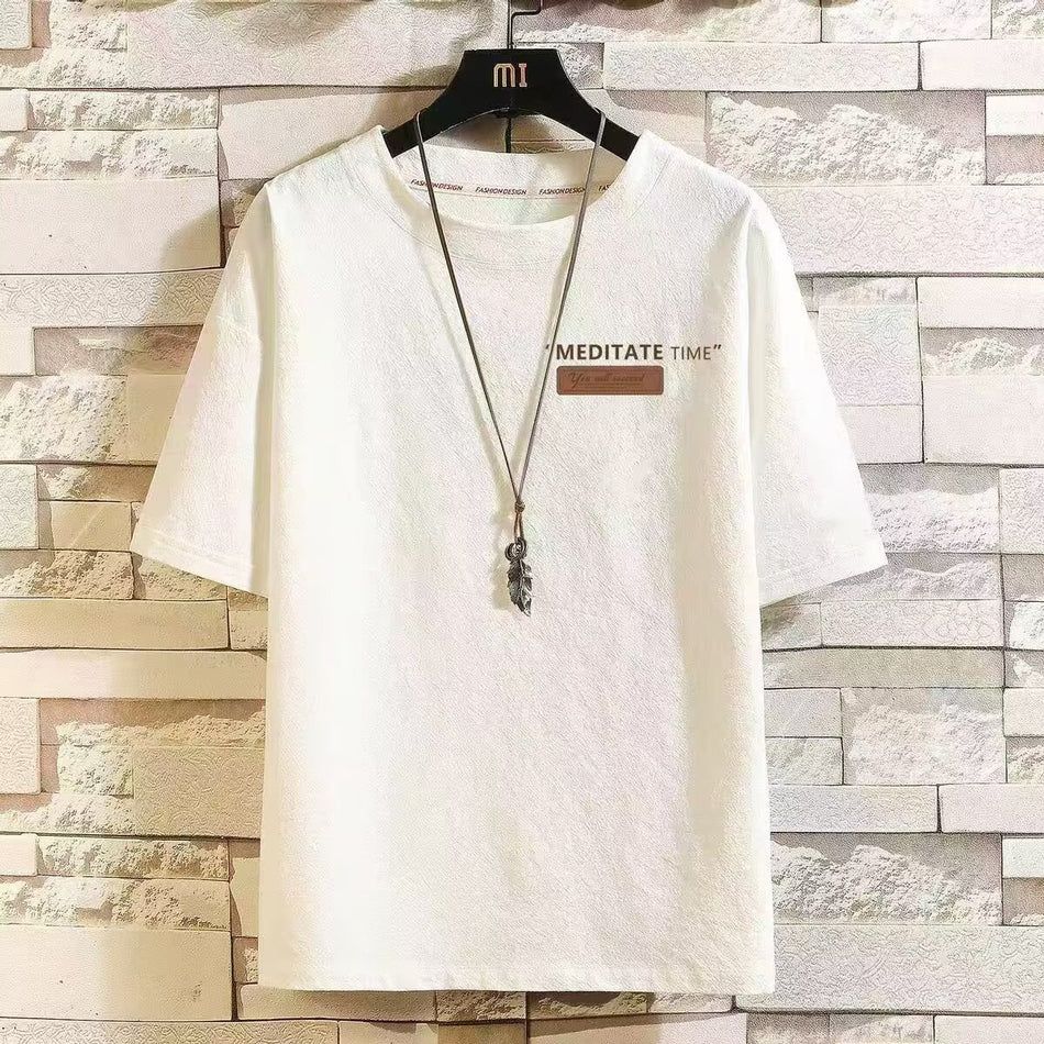 Men’s Ice Silk T-Shirt – Trendy Summer Loose Fit