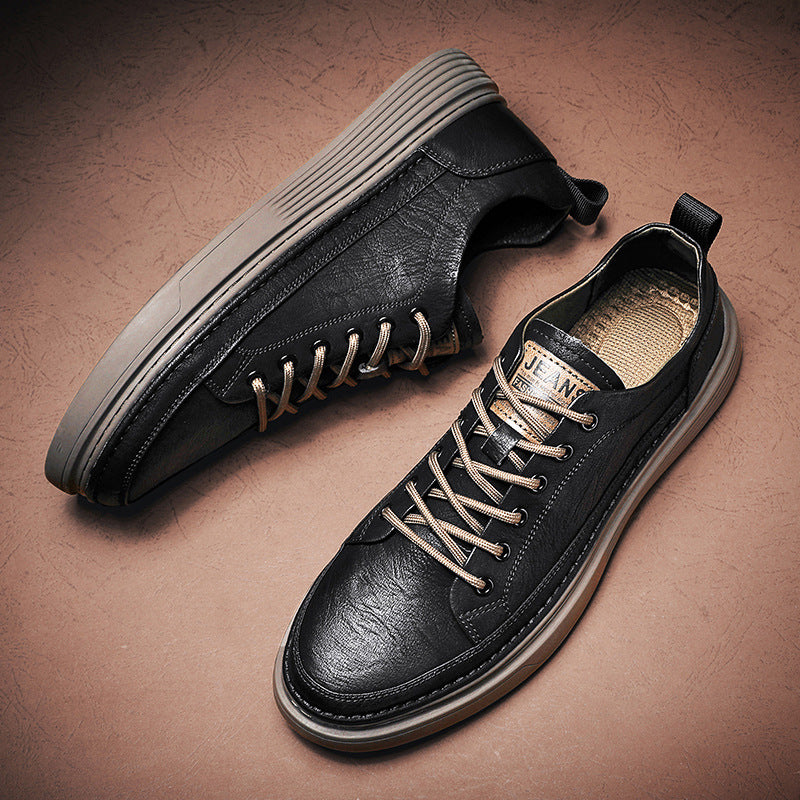 2023 Men’s Black Low-Top Leather Casual Shoes
