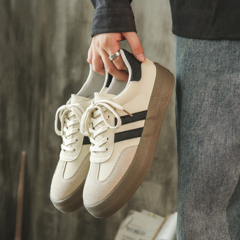 Genuine Leather German Training Shoes Unisex Retro White Men