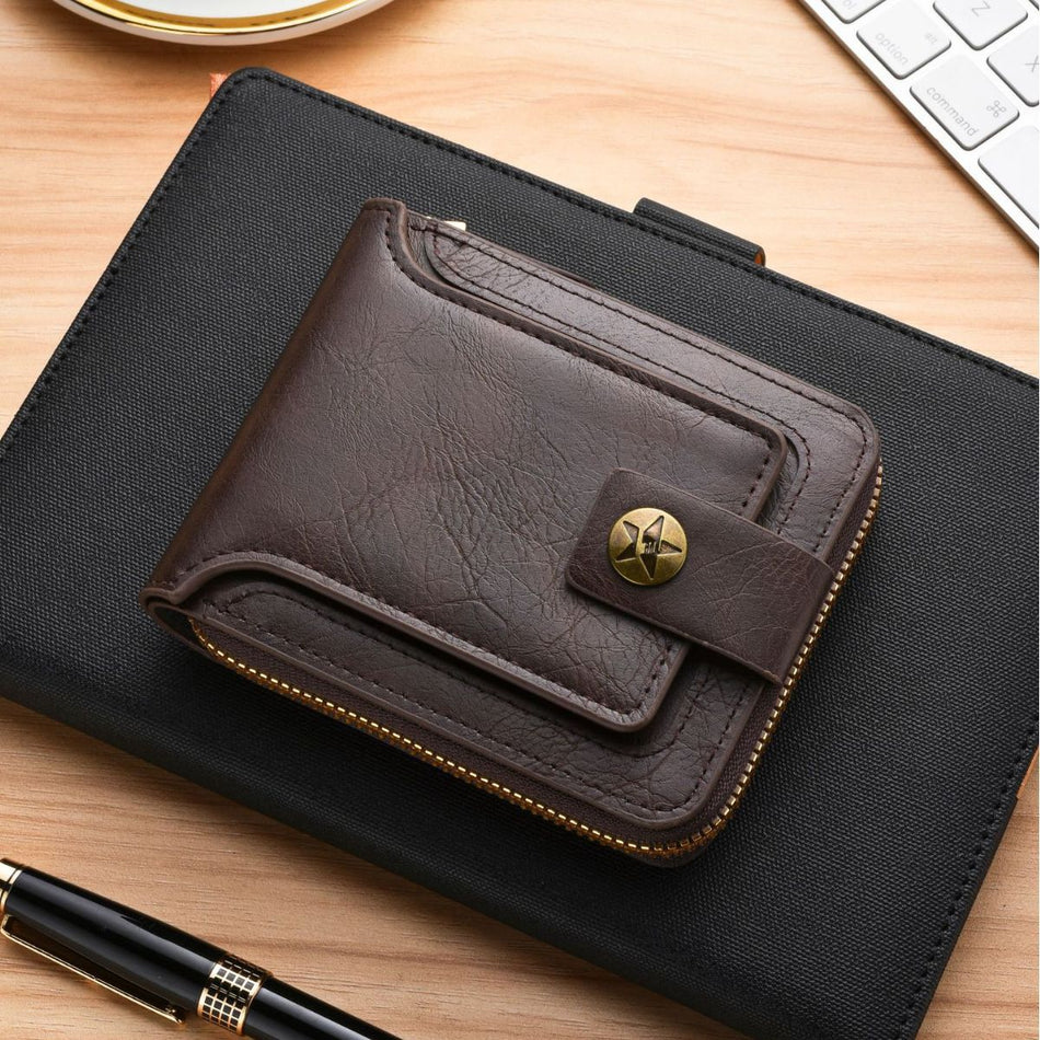 Men’s Retro Zipper Wallet - Large Capacity Multi-Card Holder