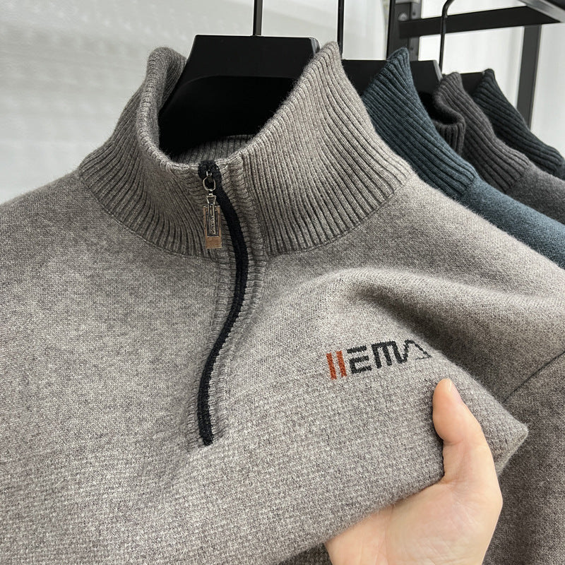 Men’s Winter Fleece Half-Zip Turtleneck Sweater