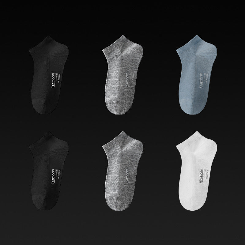PACK OF 6-Men's Breathable Mesh Boat Socks with Anti-Odor Comfort Design