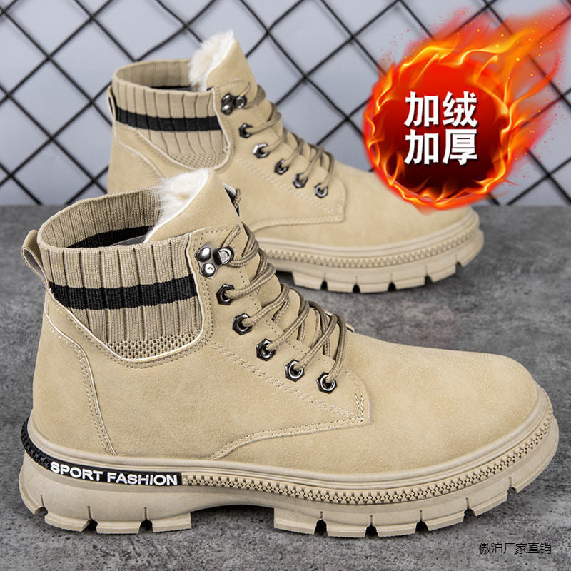Men's Velvet-Lined High-Top Martin Boots – All-Weather Comfort
