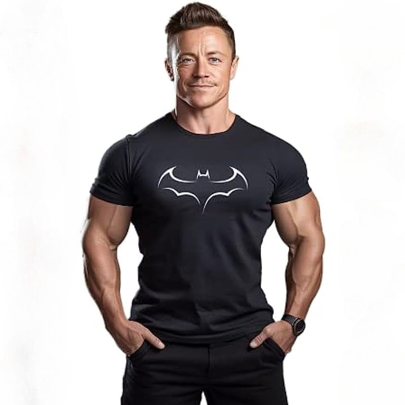 Men’s Batman Cotton Gym T-Shirt Fitness Short Sleeve