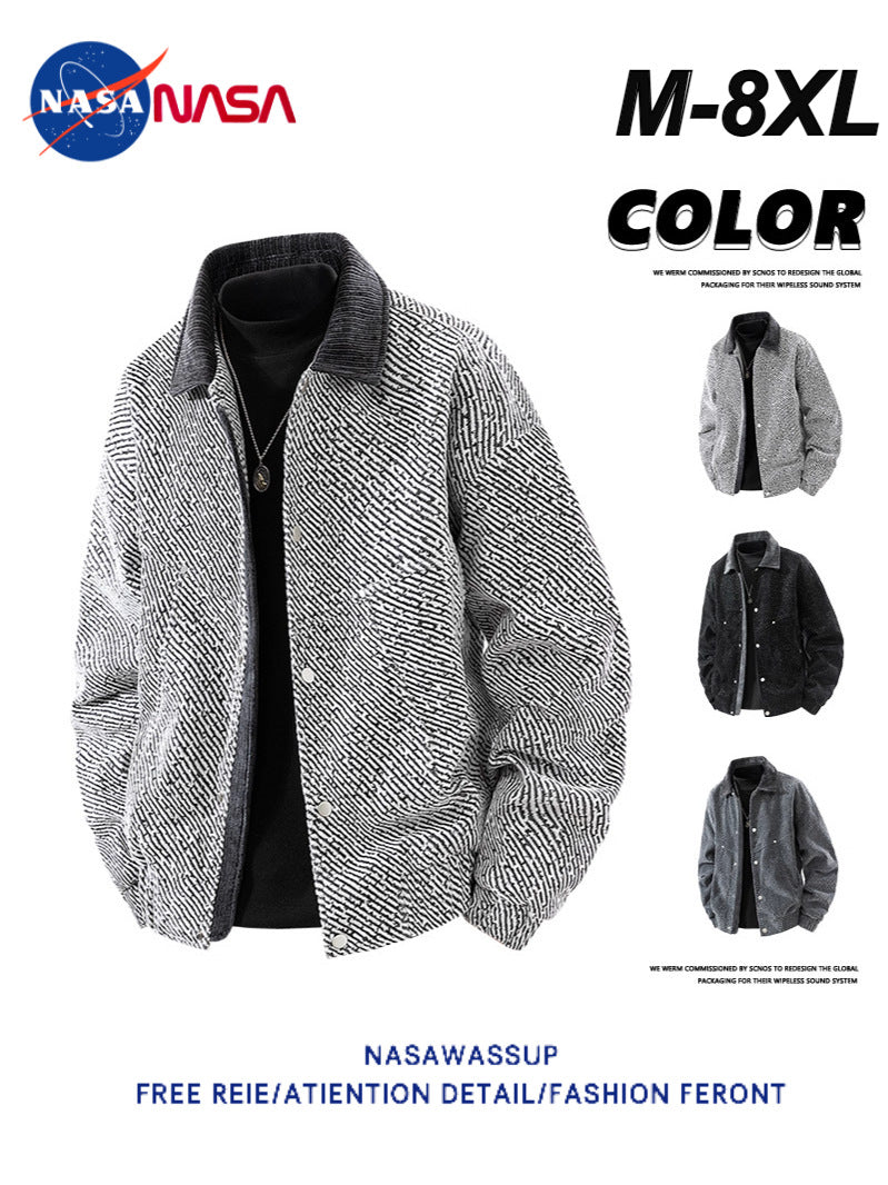 NASA Plus Size Men's Jacket Autumn Winter Oversized Coat