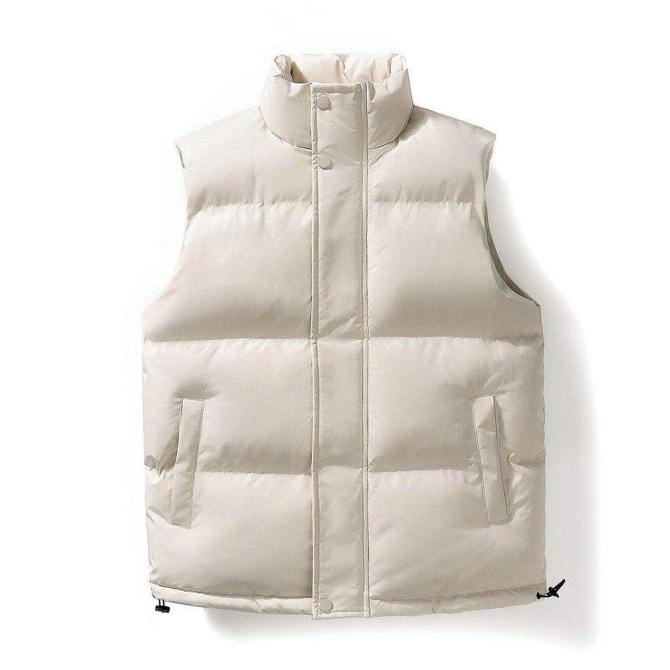 Men’s Thick Warm Cotton Vest Autumn Winter Loose Solid Color