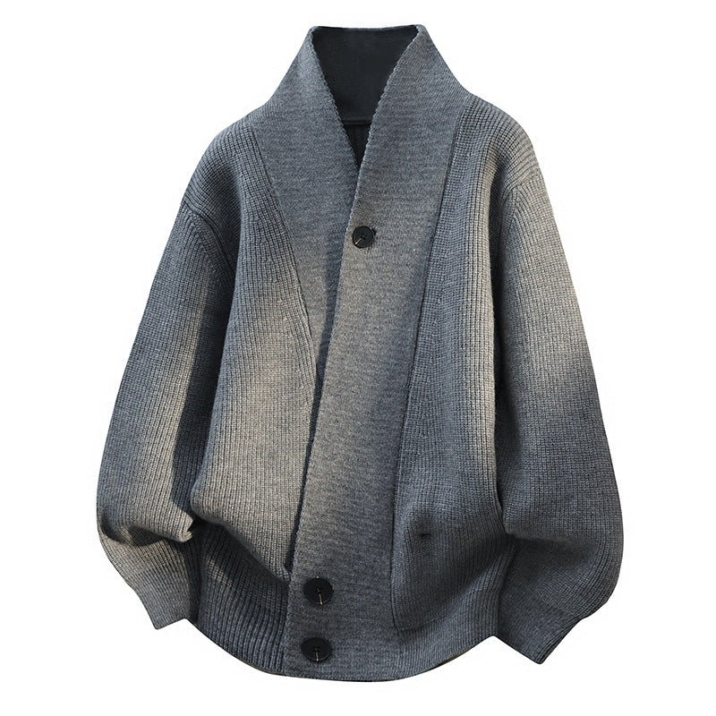 Old Money Style Men's Cardigan Knit Sweater Loose Jacket