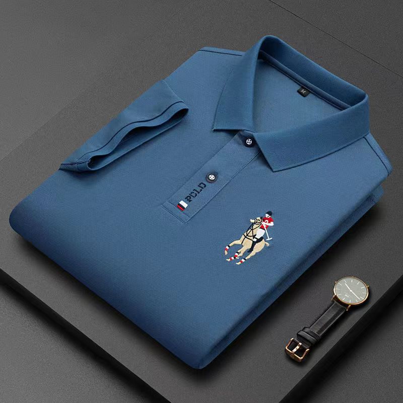 Ice Silk Embroidered Polo – Men's Summer Casual T-Shirt