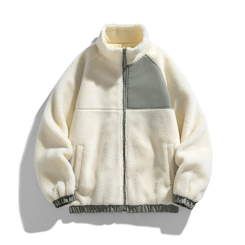 Autumn Winter Lamb Wool Fleece Jacket Men Loose Warm