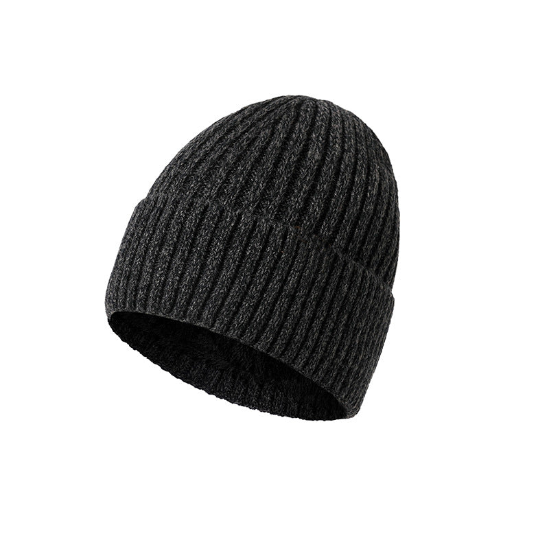 Winter Woolen Knitted Hat – Warm Velvet Beanie for Men & Women