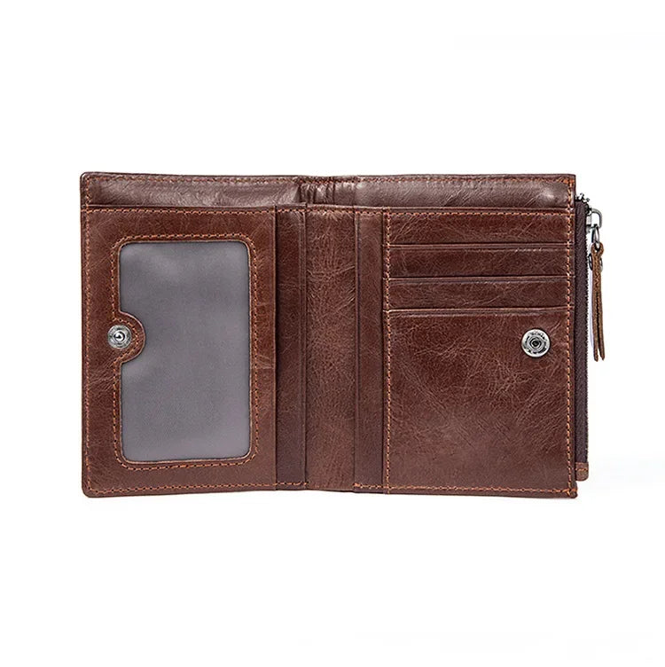 Vintage Casual Cowhide Wallet – Gold Clip Coin Purse