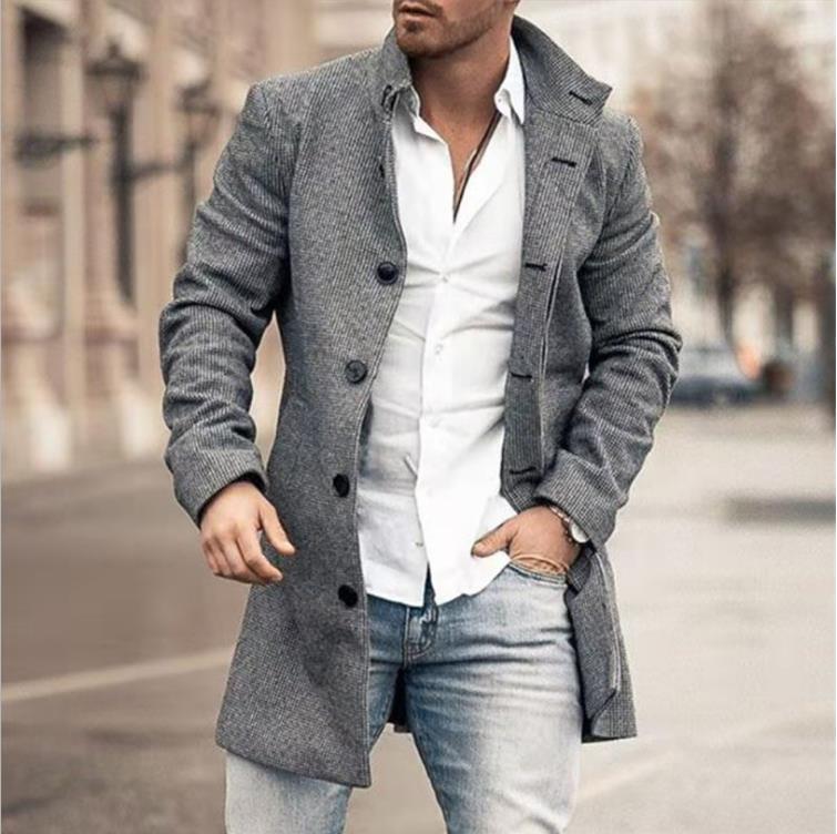 2022 Men’s Plaid Woolen Windbreaker Coat