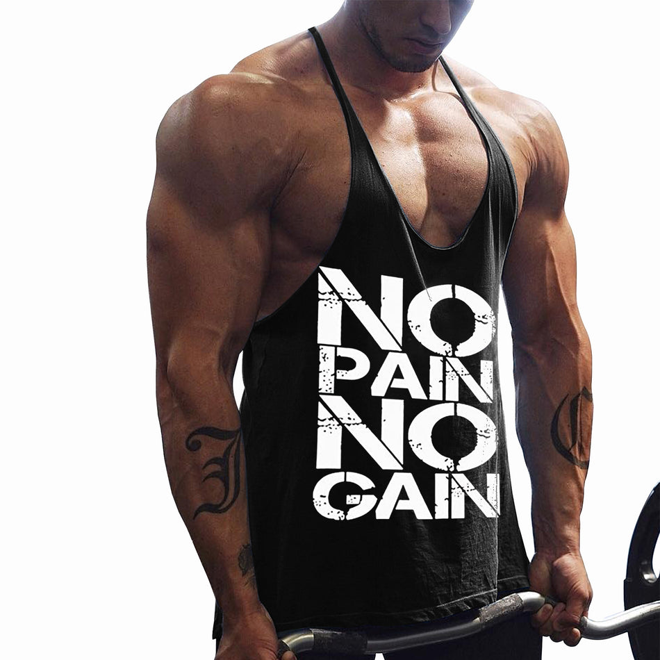 Men’s Fitness Vest – NOPAIN Printed Cotton Training Tank Top