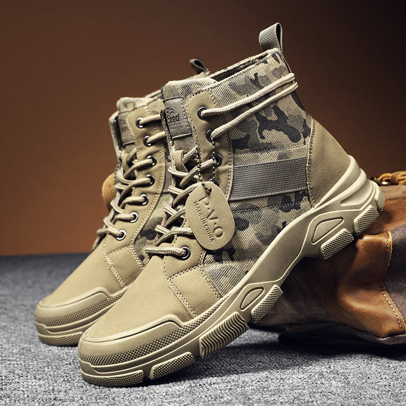 Men’s Camo Martin Boots – Retro Desert Combat Style Boots