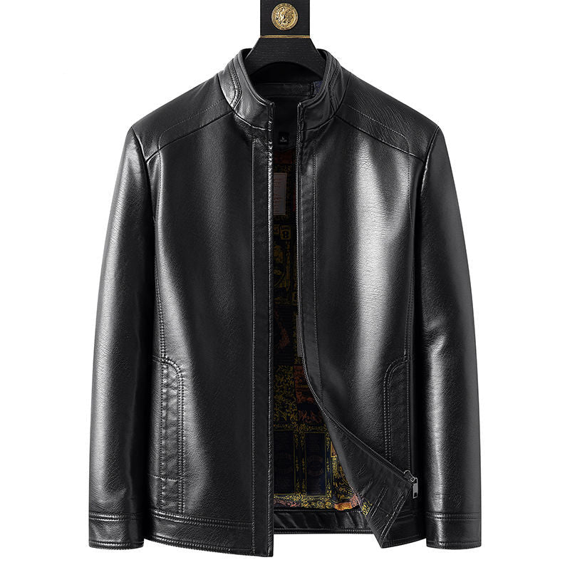 Haining PU Leather Men's Jacket | Autumn Winter Fleece-Lined Large Size