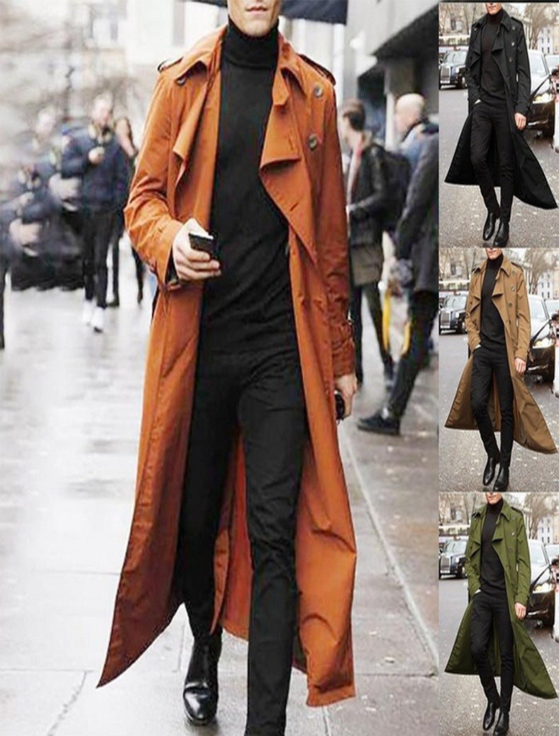 2023 Men’s Long Windbreaker European Style Coat