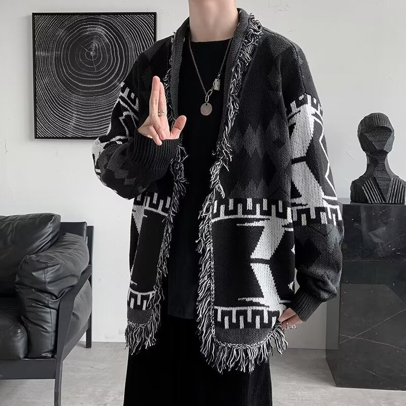 Men's Korean Style Cardigan – Autumn Winter Loose Knit Jacket
