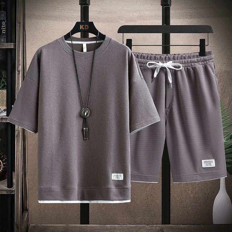 Men's Waffle Ice Silk Set – Summer Sporty Outfit