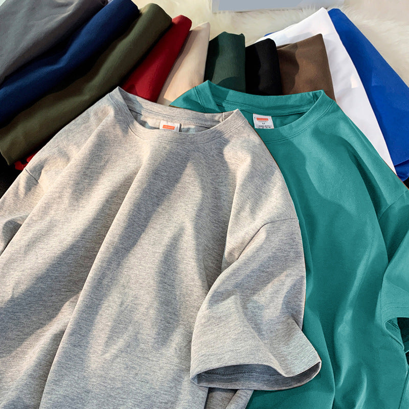 Heavyweight Cotton T-Shirt – Unisex Loose Fit Solid Color