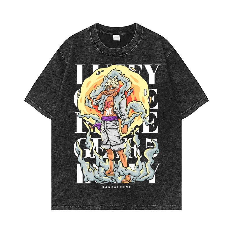 Digital Printed Retro Old Luffy Loose T-Shirt Men Women Wear