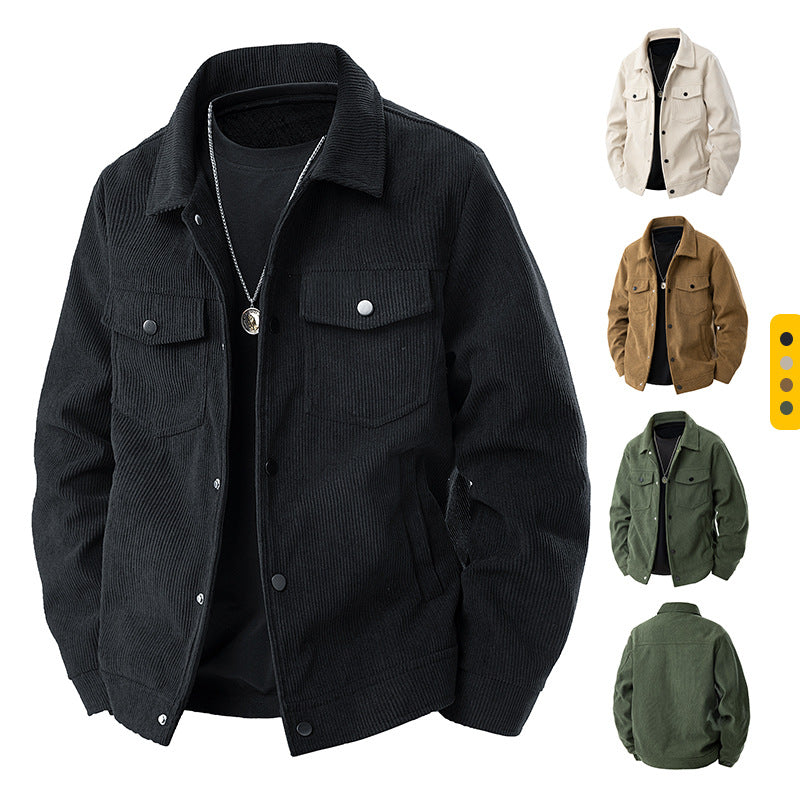 Men’s Corduroy Workwear Jacket – Casual Youth Lapel Style