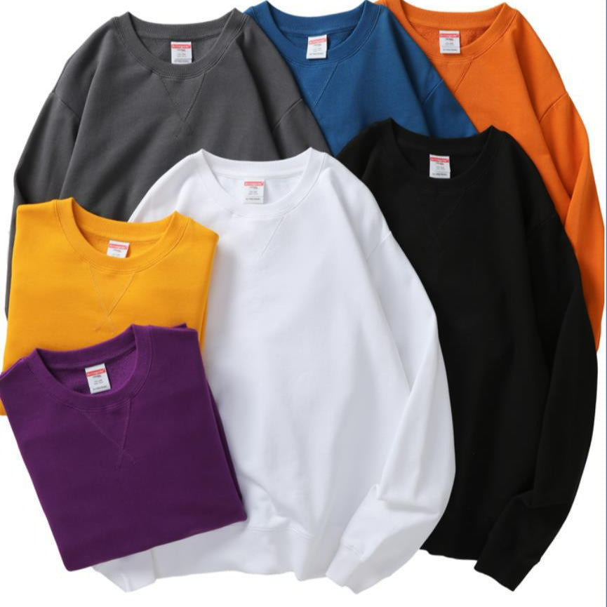 380g Heavy Cotton Terry Crewneck Sweatshirt Men Trendy