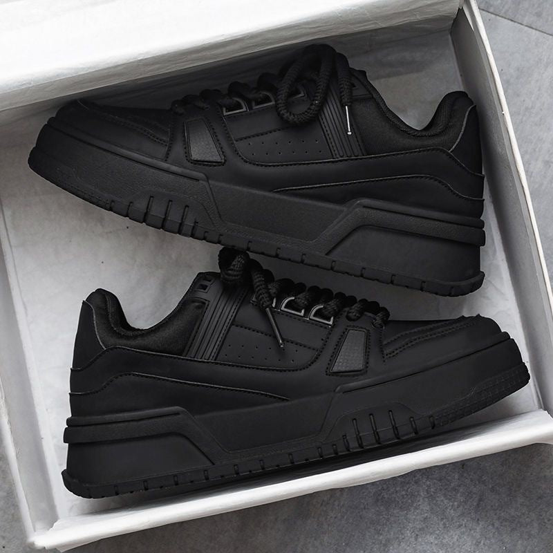 Men’s Breathable Black Platform Board Shoes – Autumn Style