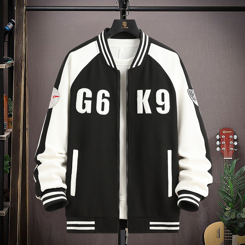 Men’s Baseball Collar Sweatshirt – Trendy Casual Spring & Fall