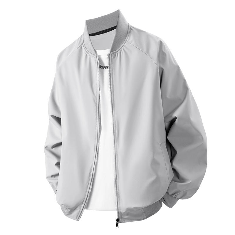 Men’s Solid Color Baseball Collar Jacket