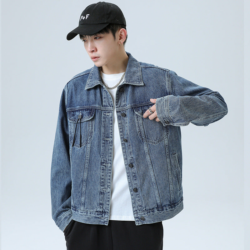 Retro Men’s Denim Jacket – Loose High-End Spring Coat