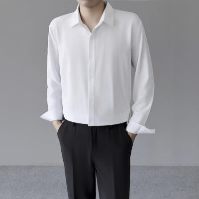 Men’s High-Grade Cleanfit Long-Sleeved Black Shirt Jacket