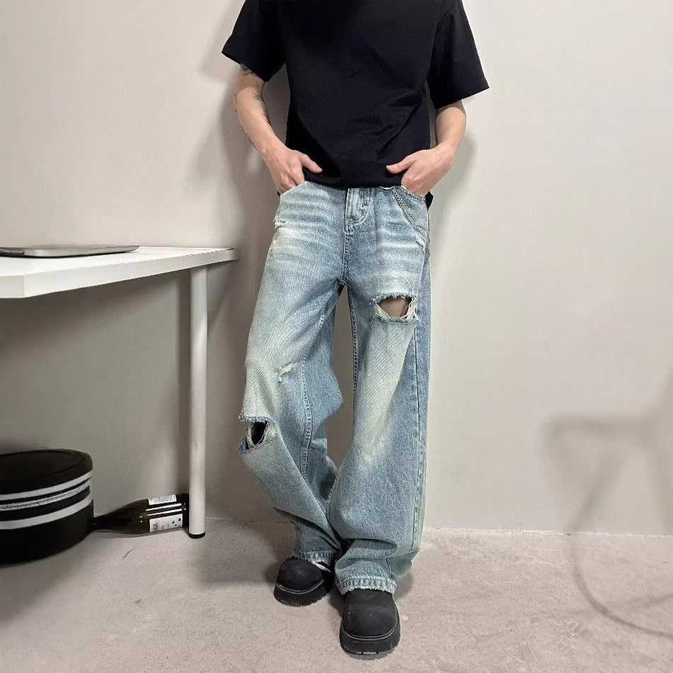 Distressed Ripped Jeans – American Street Loose Fit