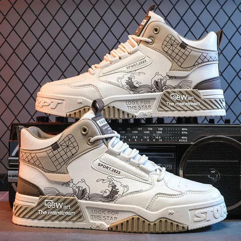 Putian White Skate Shoes – High-Top Height Boost
