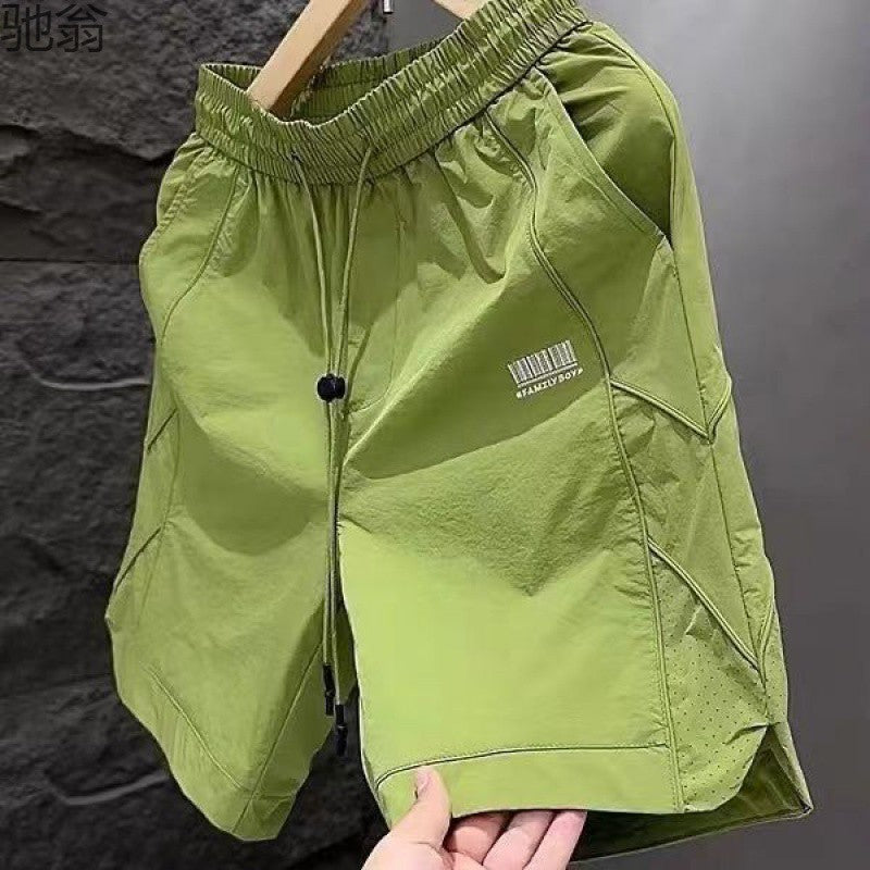 Trendy Embroidered Ice Silk Shorts  Summer Style for Men