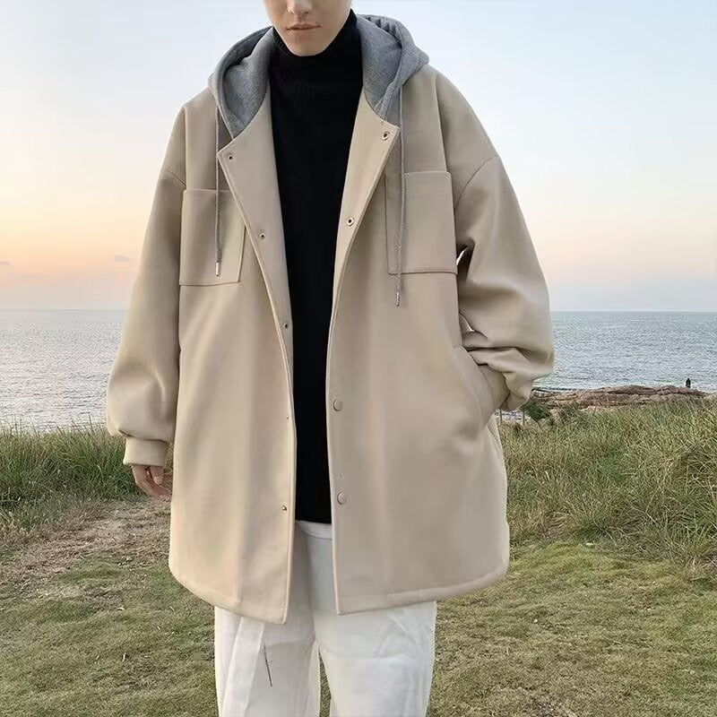 Men’s Woolen Trench Coat – Thick Korean Style Jacket