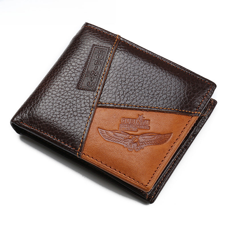 Creative Stitched Leather Wallet with Coin Pouch