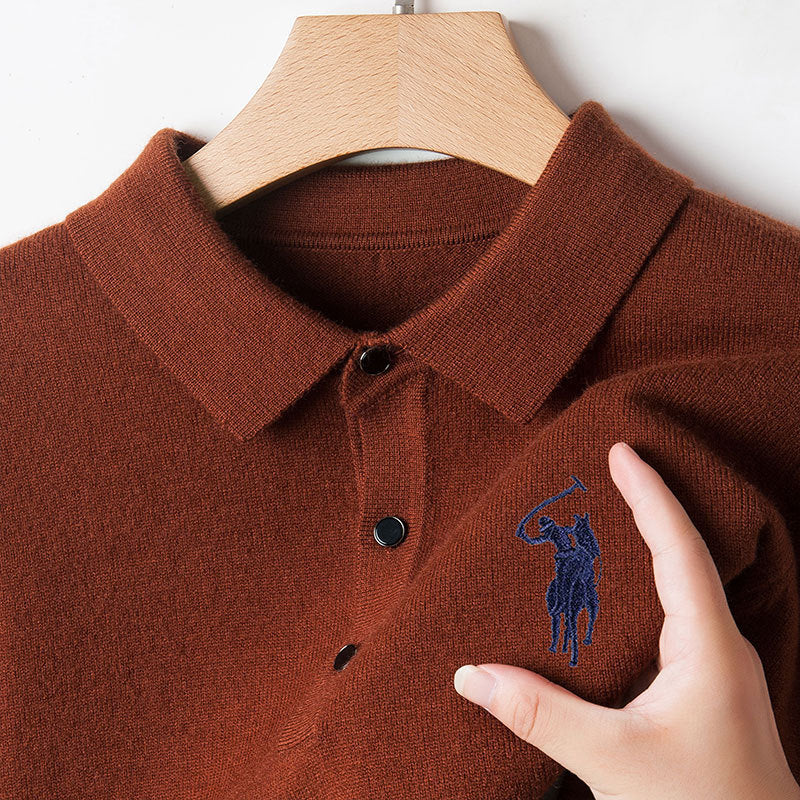 Men’s Imitation Cashmere Polo Sweater – Autumn Winter 2025