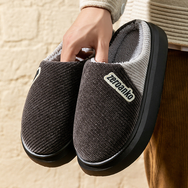 Plus Size Men's Cotton Slippers 2025 Warm Non-Slip Indoor & Outdoor