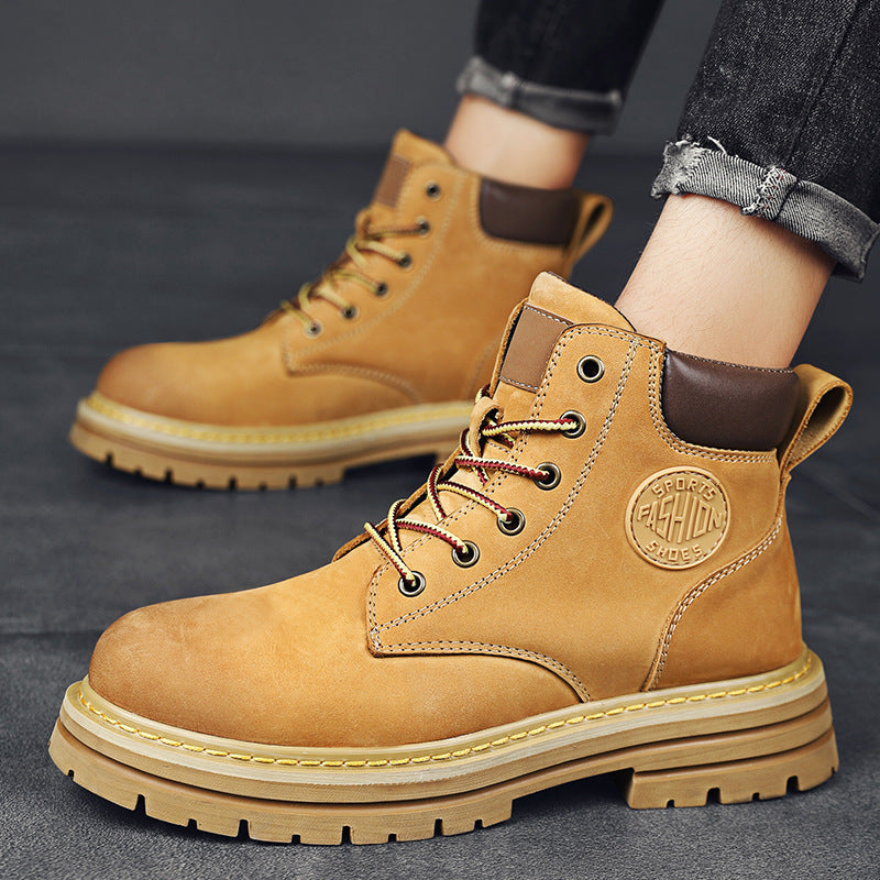 Men’s Yellow High-Top Fleece-Lined Martin Boots