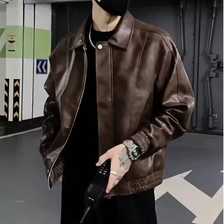 Men's Trendy Biker Leather Jacket | Slim Fit Style