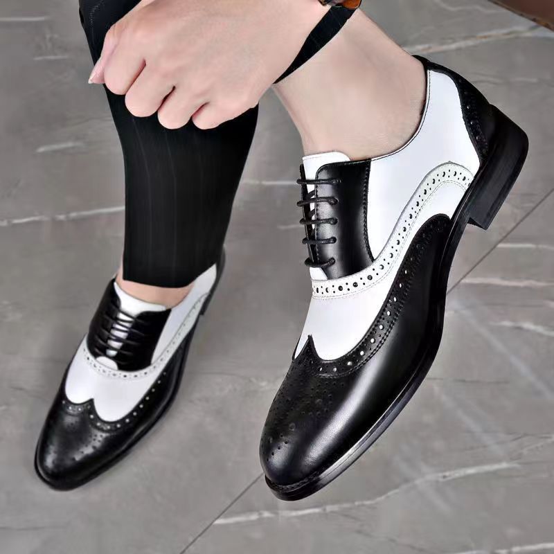Color Block Brogue Shoes – Trendy Large Size Dress Shoes
