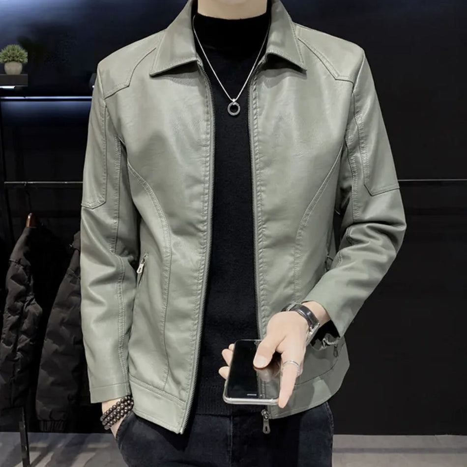 Slim Men’s Leather Jacket | Autumn Winter Korean Motorcycle Style