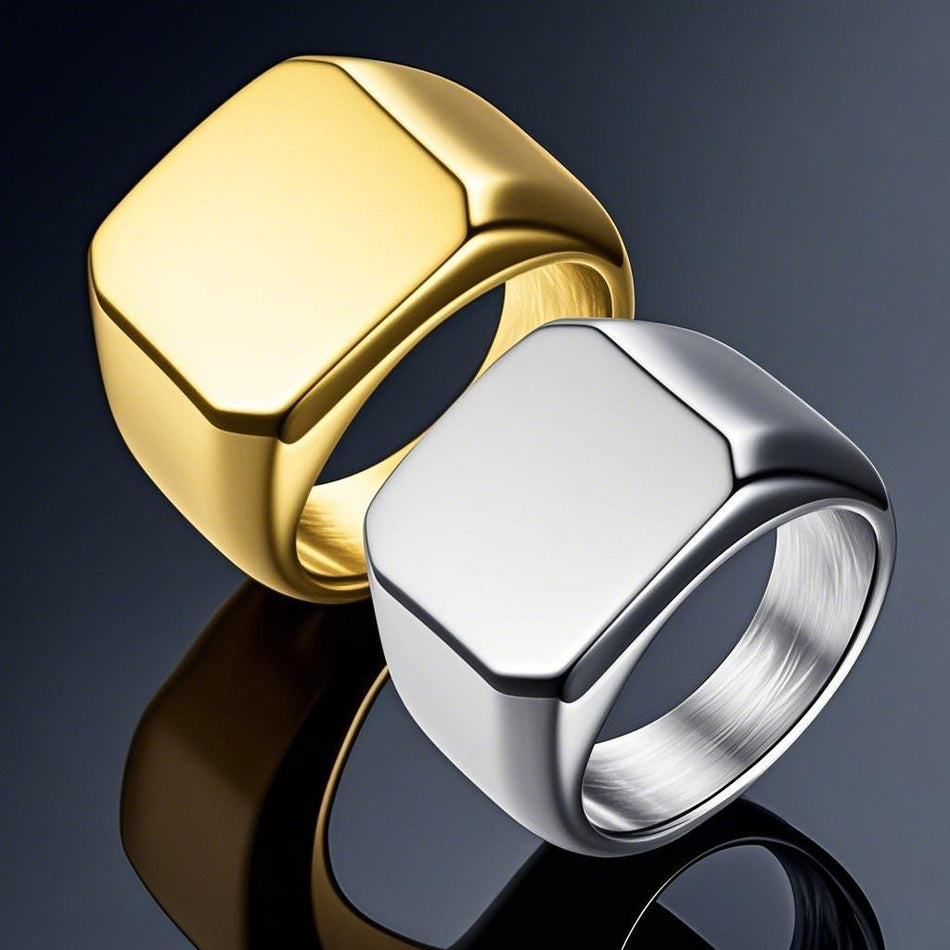 Square Titanium Steel Ring – Solid Smooth Men’s Band