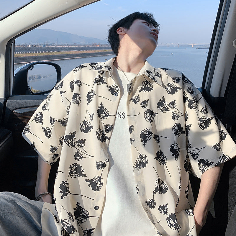 Boys Ice Silk Floral Shirt | Cool Summer Lapel