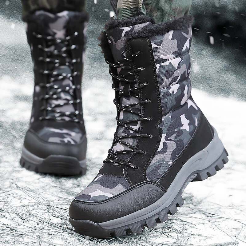 2025 Black Camouflage Snow Boots – Warm Non-Slip High-Top Hiking Shoes