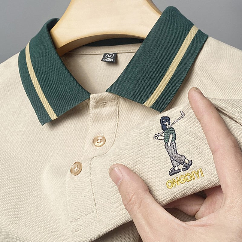 Embroidery Lapel Polo Shirt – Men’s Casual Short Sleeve Top
