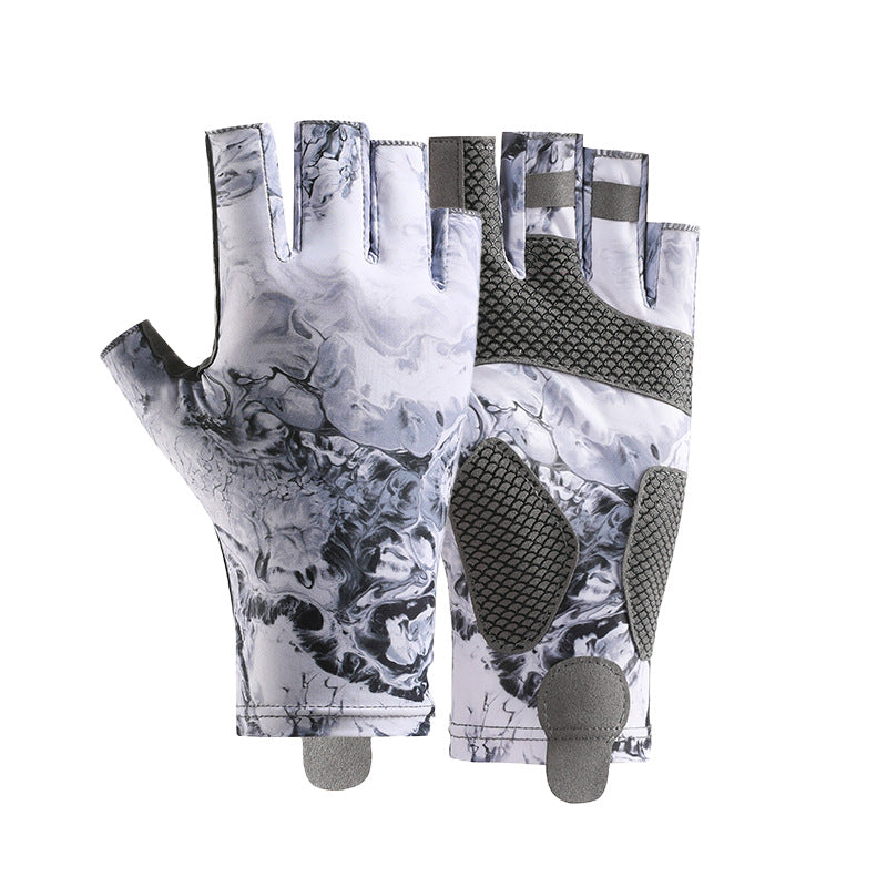 Men’s Ice Silk Fishing Gloves – Summer Half-Finger Anti-Slip Outdoor Use