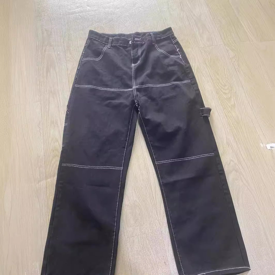 Retro Black Wide-Leg Jeans – High Street Style