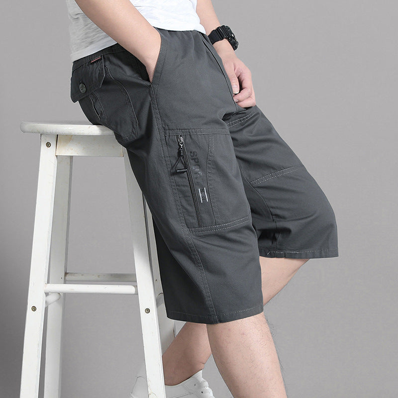 Men’s Summer Cotton Cropped Shorts | Loose 7-Point Mid-Length Casual Pants for Middle-Aged and Elderly Comfort Wear