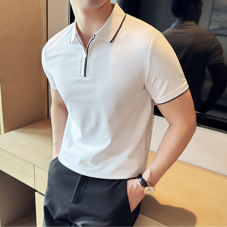 5A Antibacterial Zipper Polo – Light Luxury Summer Tee